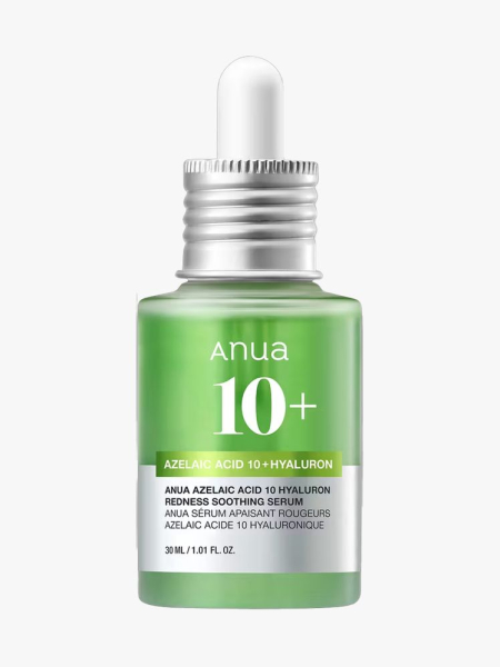Anua Azelaic Acid 10 Hyaluron Redness Soothing Serum in branded component on a light gray background